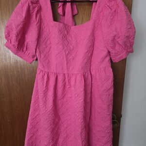 BiBi Vibrant Pink Puff Sleeve Dress